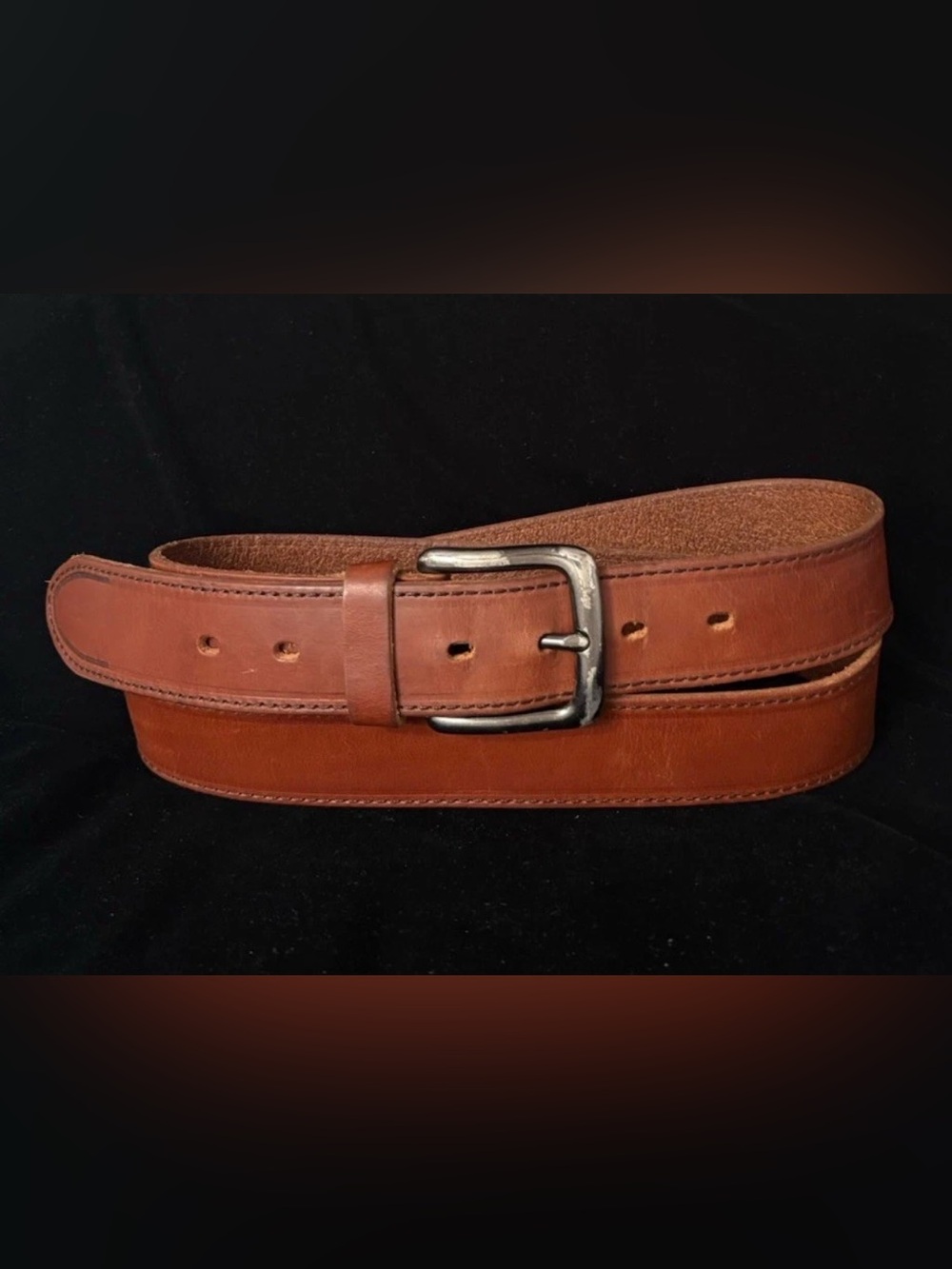 Men’s Columbia Mid- Brown Leather Belt w/ Nickel-toned Buckle Sz XL 42-44